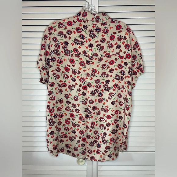 Beachlunchlounge Floral Button Down Short Sleeve Cuffed Blouse Shirt Medium EUC - Picture 6 of 10